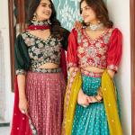 pink mono silk lehngha choli