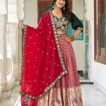 pink mono silk lehngha choli