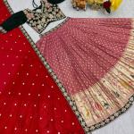 pink mono silk lehngha choli