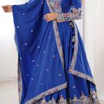 Royal blue Border Mirror Embroidered Lehenga Set