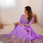 Lavender Mirror & Border Embroidered Lehenga Set