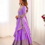 Lavender Mirror & Border Embroidered Lehenga Set