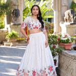 White Sequins and Thread Embroidery Work lehenga Choli
