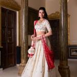 Off White Color Sequins And Thread Embroidery Work Vichitra Silk Lehenga Choli