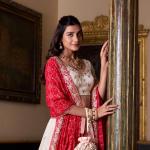 Off White Color Sequins And Thread Embroidery Work Vichitra Silk Lehenga Choli