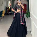 Georgette black Lehenga Choli Adorned with Sequins and Delicate Embroidery