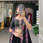 Georgette black Lehenga Choli Adorned with Sequins and Delicate Embroidery