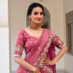 Pink Color Sequins and Thread Embroidery Work Gold Crush Lehenga Choli