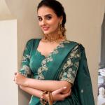 Teal Color Sequins and Thread Embroidery Work Gold Crush Lehenga Choli