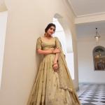 Off White Color Sequins and Thread Embroidery Work Gold Crush Lehenga Choli