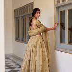 Off White Color Sequins and Thread Embroidery Work Gold Crush Lehenga Choli