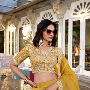 Golden mustard Lehenga Choli Set