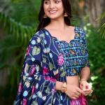 bright magenta pink Elegant Printed Lehenga choli Set