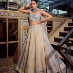 Cream Color Sequins And Thread Embroidery Work Gold Crush Lehenga Choli