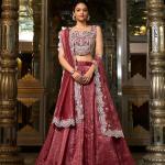 Crimson Color Sequins And Thread Embroidery Work Gold Crush Lehenga Choli