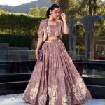 Onion Floral Print Tussar Silk Co-ord Set lehenga Choli