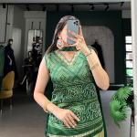 Printed and Handwork Gaji Silk Kurti Plazo Set