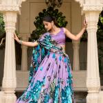 Printed Foil Work Tussar Silk Lehenga Choli