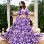 Purple Georgette Floral Printed Co-Ord Set