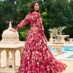 Red Georgette Floral Printed Co-Ord Set