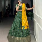 GREEN Viscose Dola silk choli