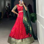 RED Viscose Dola silk choli