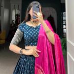 BLUE Viscose Dola silk choli