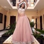Pastel Pink Color Pearl Coding And Sequins Embroidery Work Weone Silk Lehenga Choli