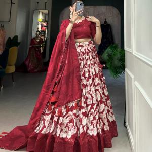Red n white Floral Print choli