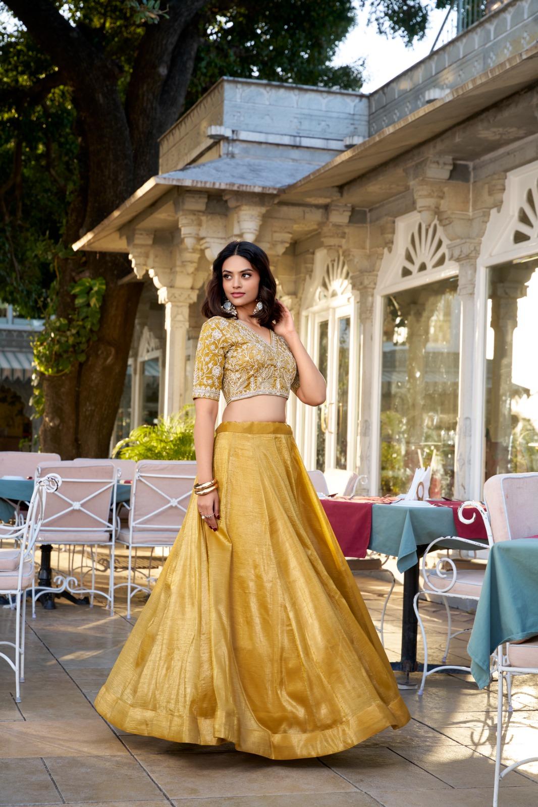 Golden mustard Lehenga Choli Set