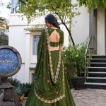 Olive Green Embroidered Lehenga Set